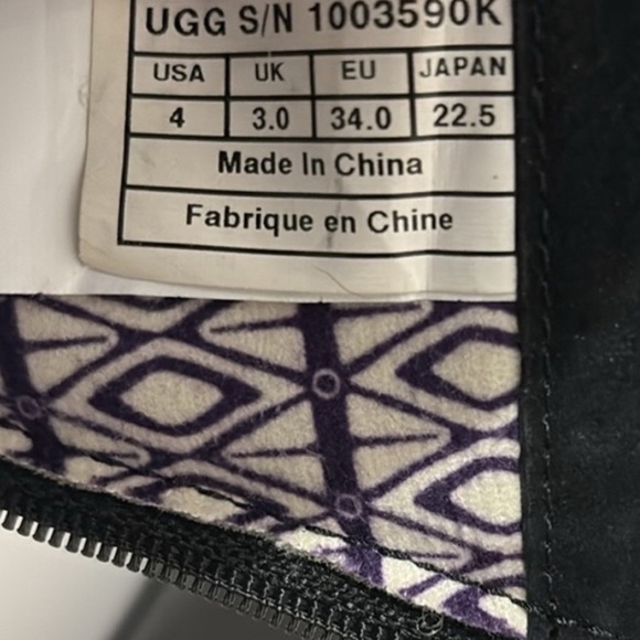 Ugg Girls Amilia Black Patent Leather Zip-Up Boots Size 4 - Picture 4 of 10